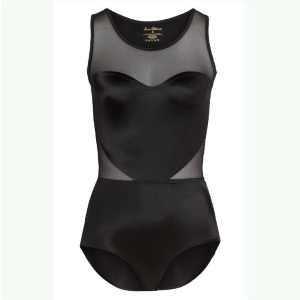 Sam Edelman Black Heart Illusion Mesh Inset Bodysuit | Size Small - Picture 2 of 4